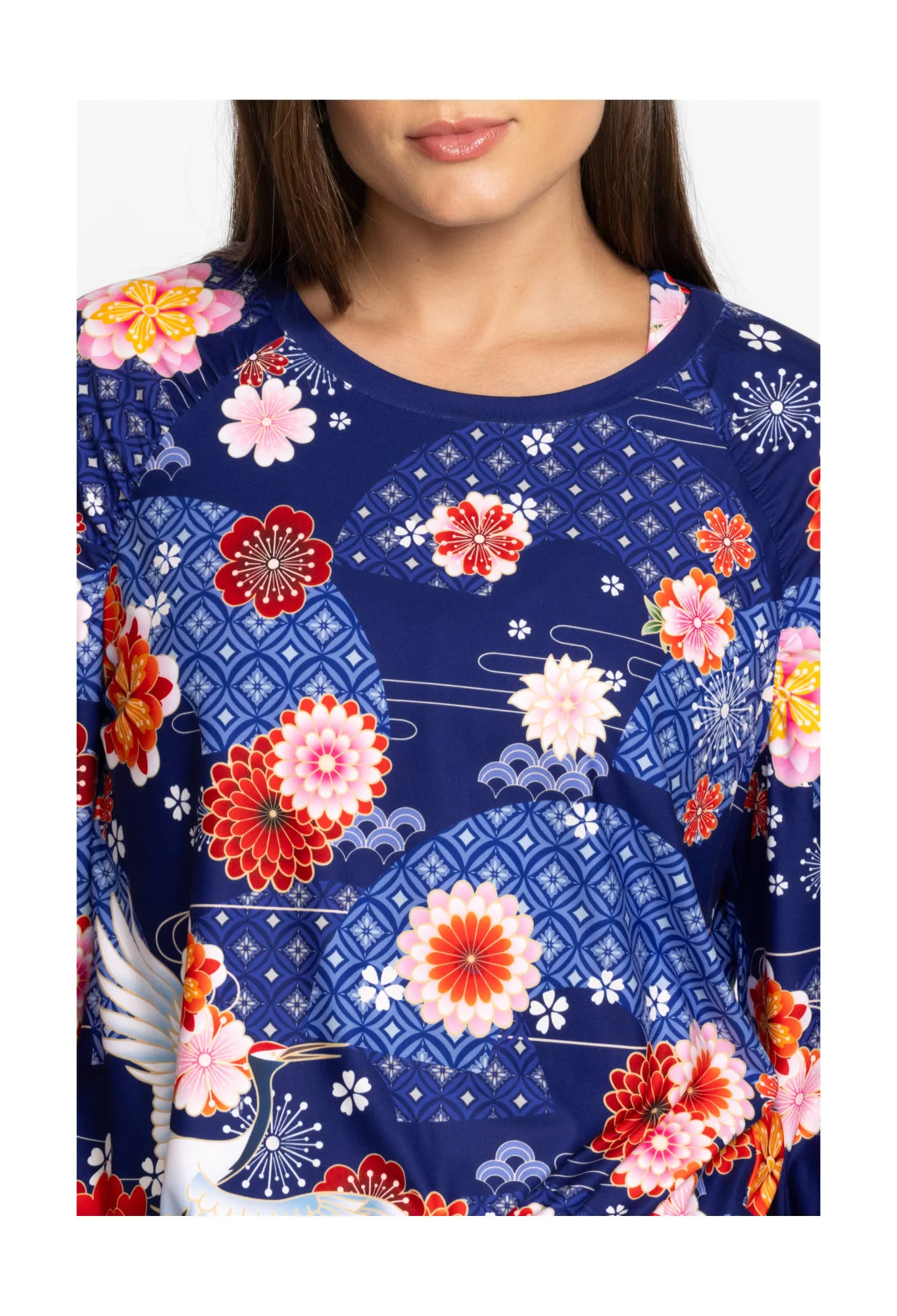 Shop Bee Active Ruched Raglan Sleeve Pullover Women Active