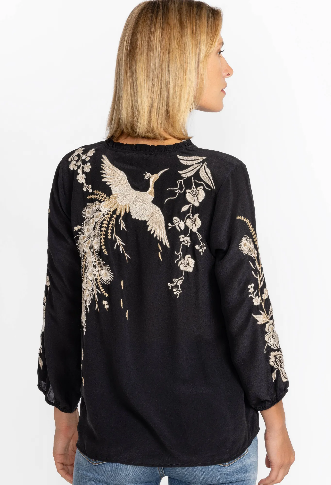 Clearance Calipso Button Neck Field Blouse Women Tops