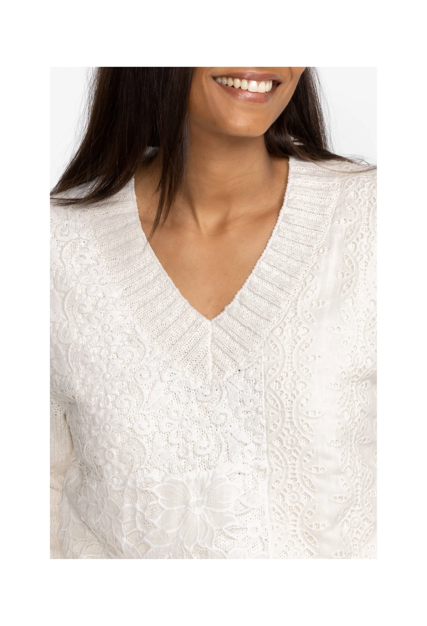 Shop Crochet Patched Sweater Women Tops
