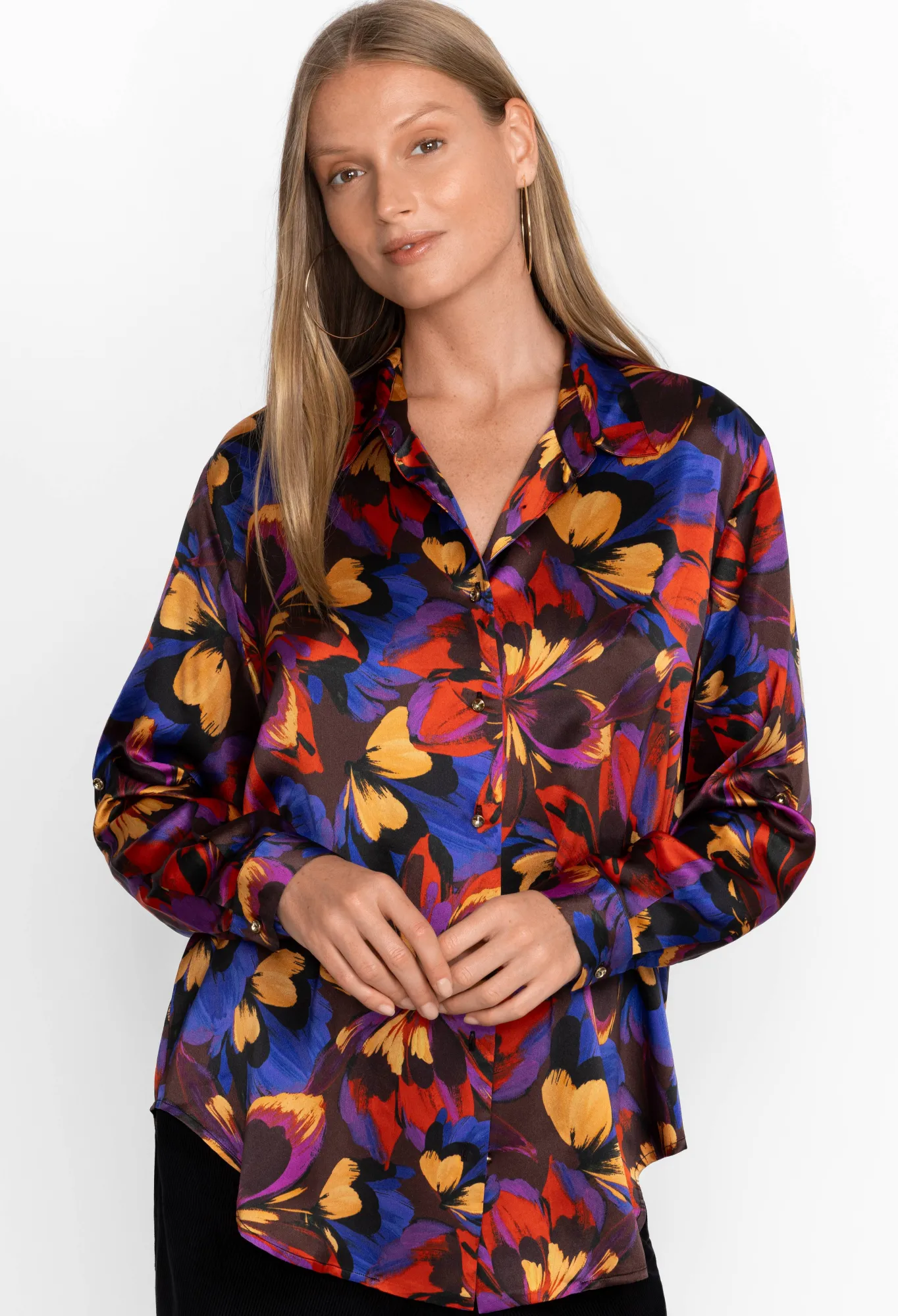 Cheap Eclipse Blooms Silk Shirt Women Tops