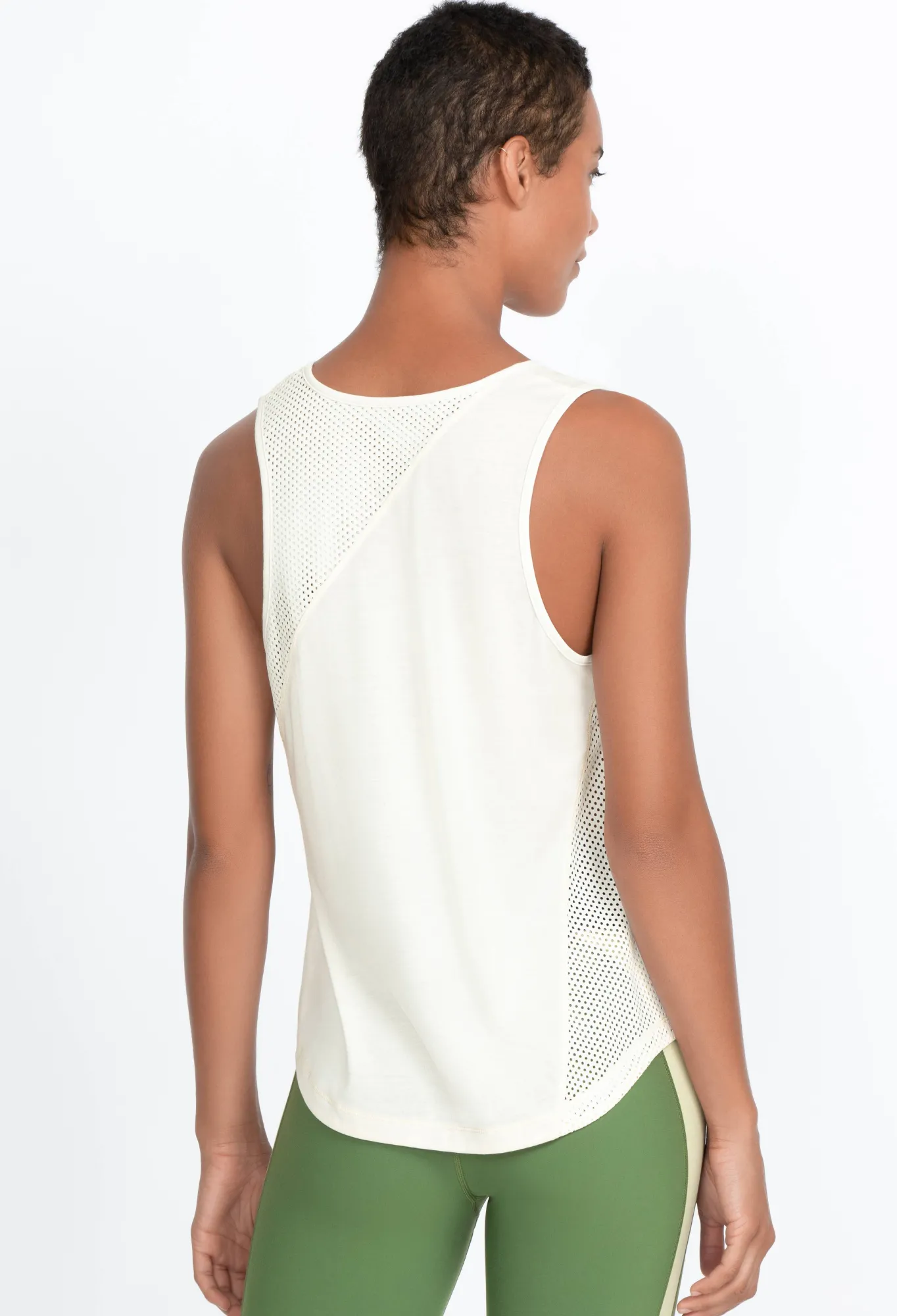 New Effect Mesh Contrast Tank Women Tops