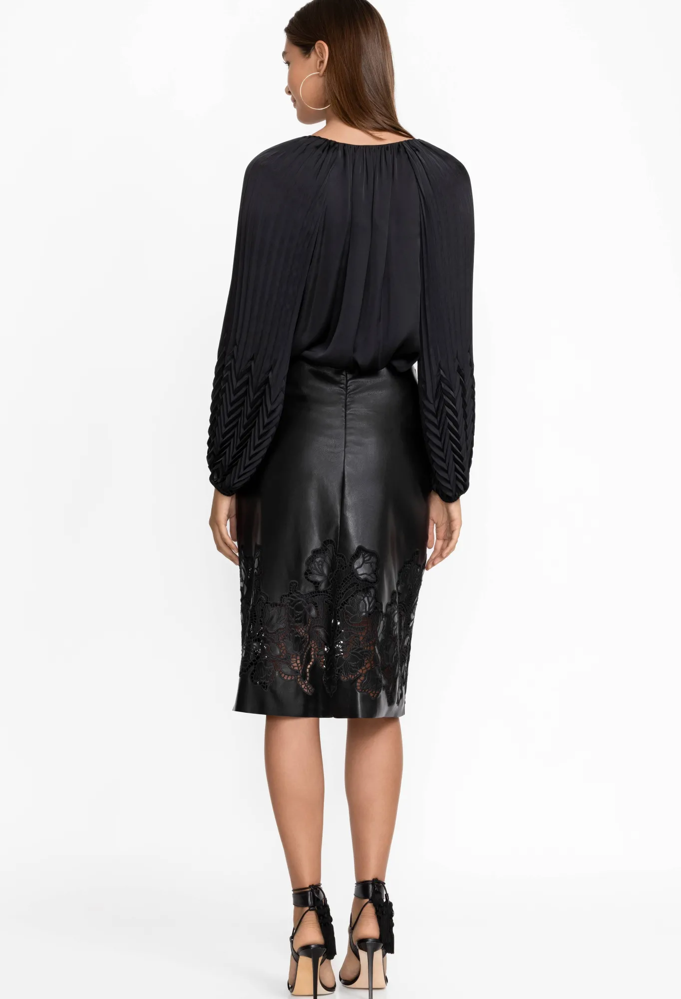 Hot Enid Vegan Leather Midi Skirt Women Bottoms
