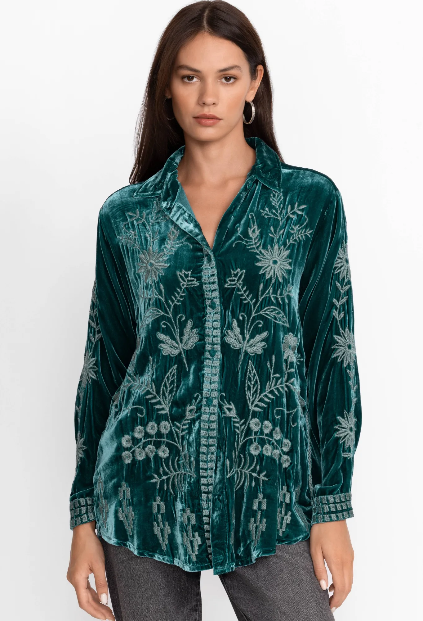 Sale Georgina Velvet Oversized Shirt Women Tops