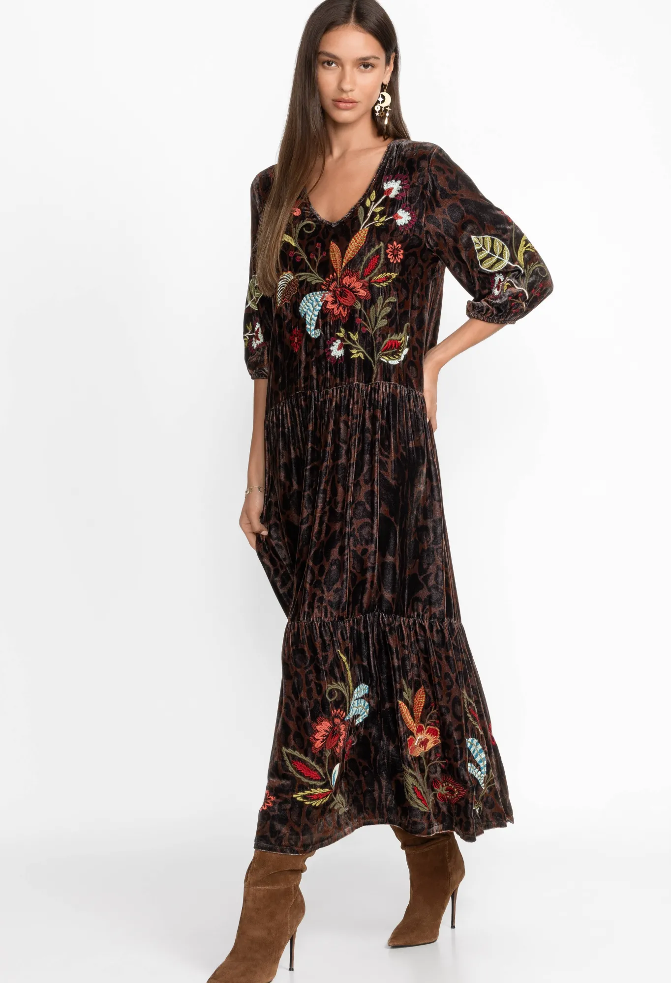 Discount Isabella Velvet Tiered Dress Women Dresses