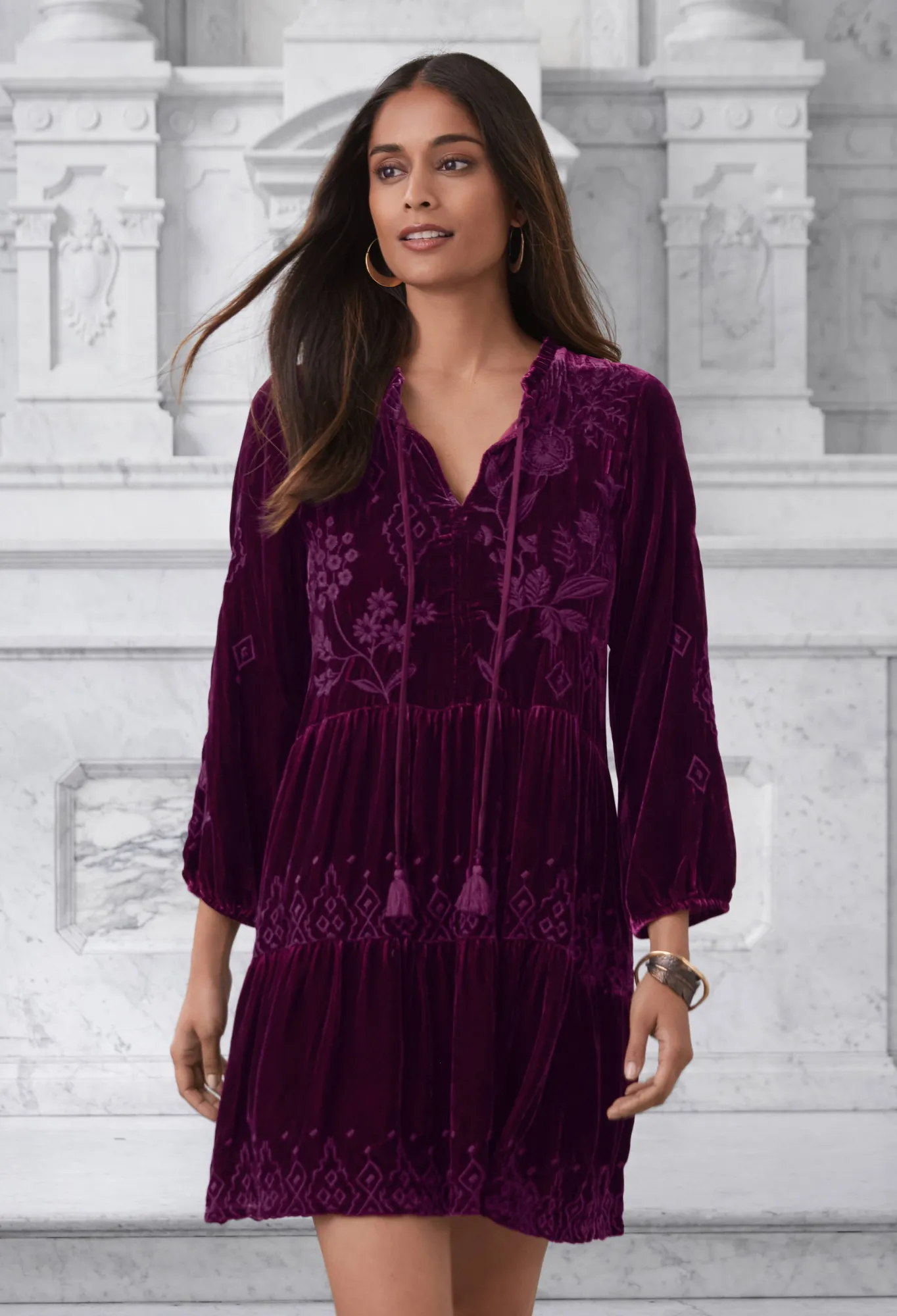 Sale Ivey Velvet Field Tiered Dress Women Dresses