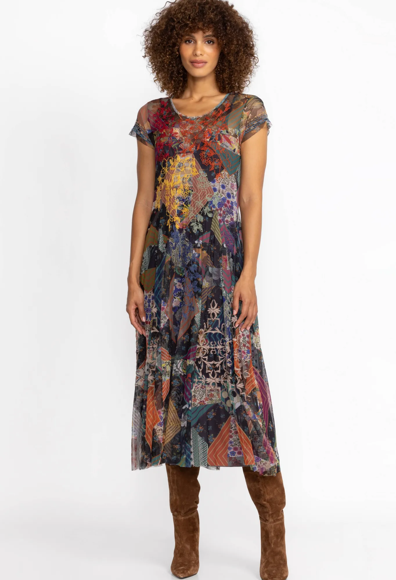 Hot Mazzy Godet Short Slv Dress Women Dresses