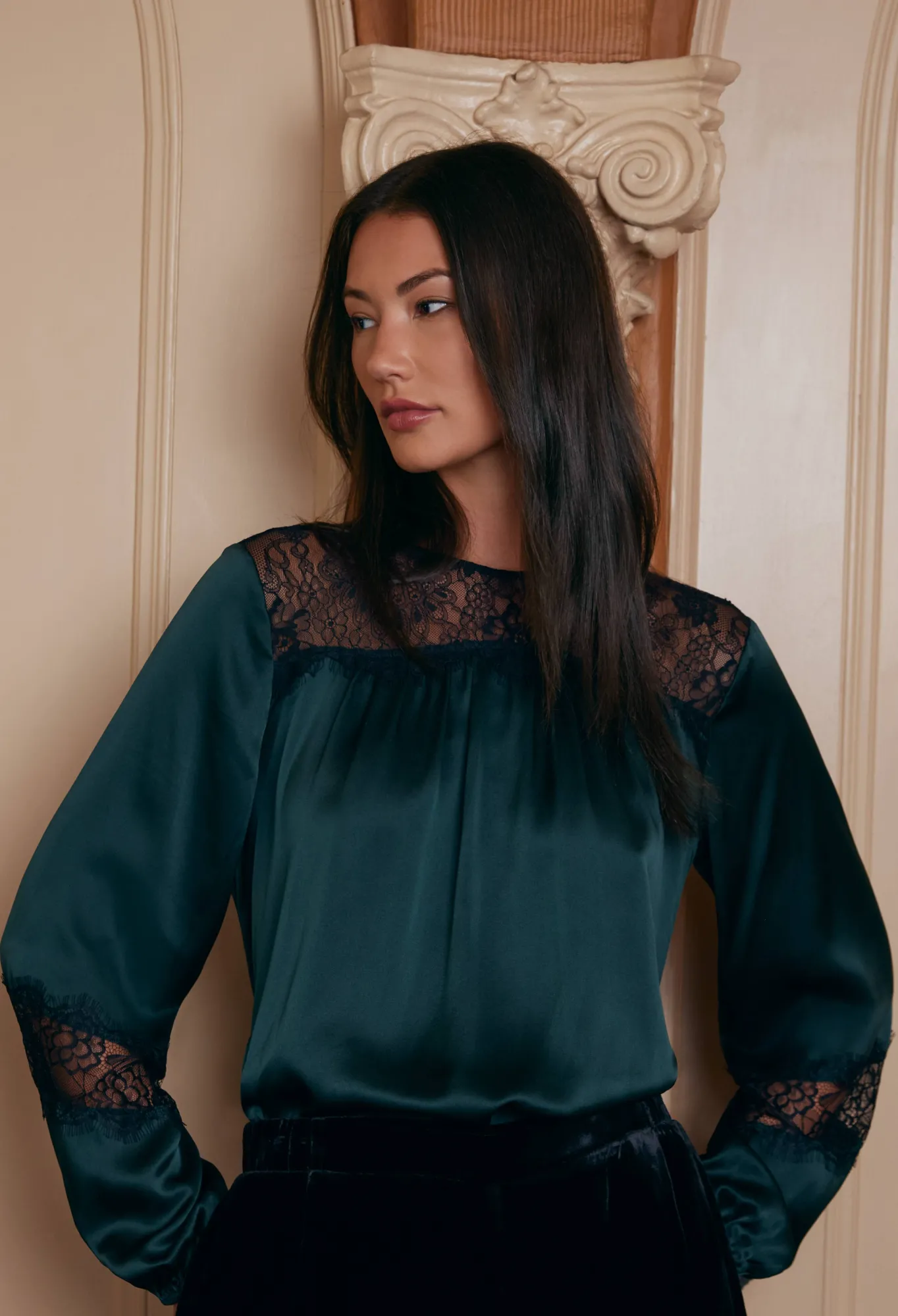 Fashion Midnight Silk Blouse Women Tops