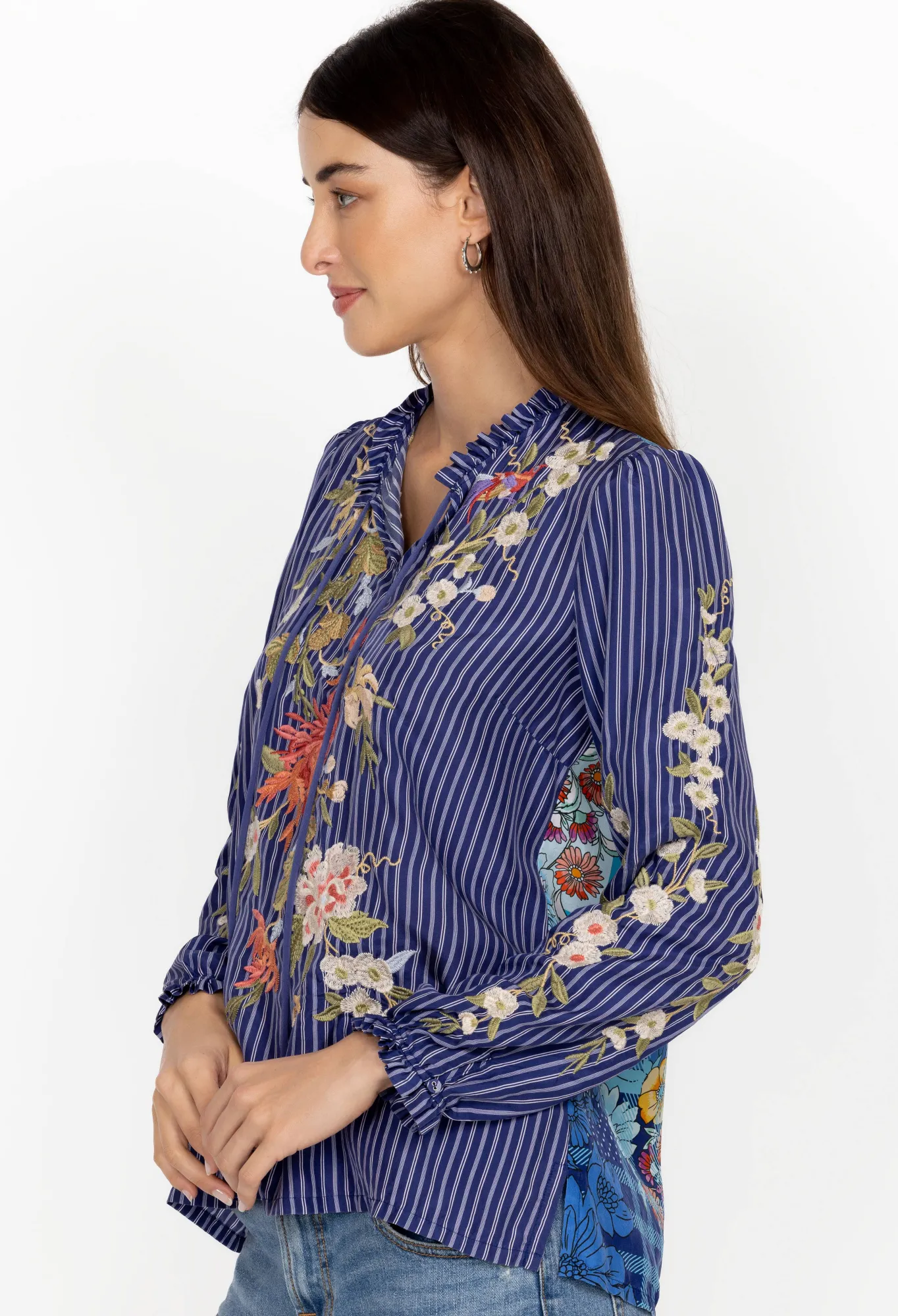 Discount Nalina Ruffle Scarf Back Blouse Women Tops