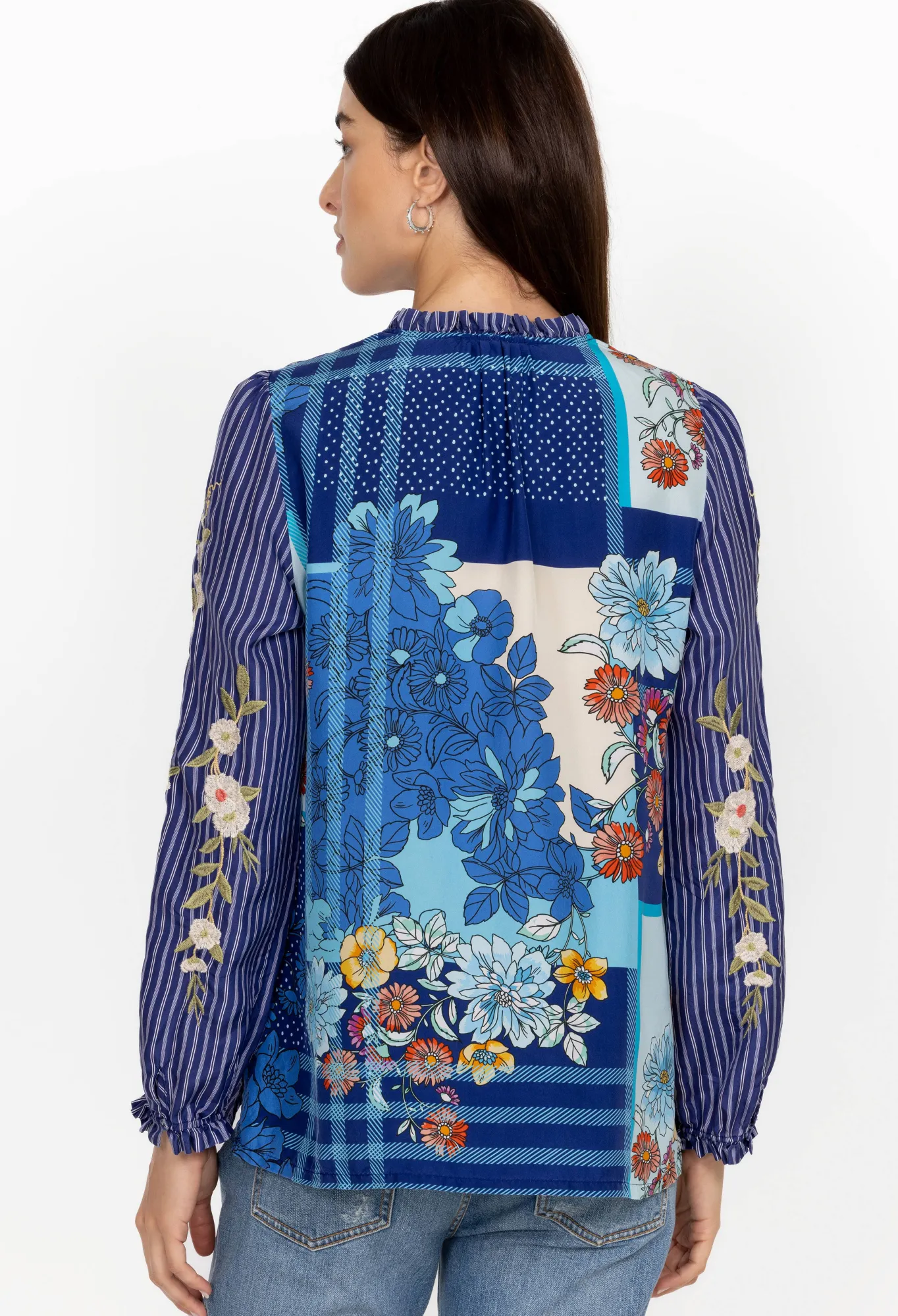 Discount Nalina Ruffle Scarf Back Blouse Women Tops