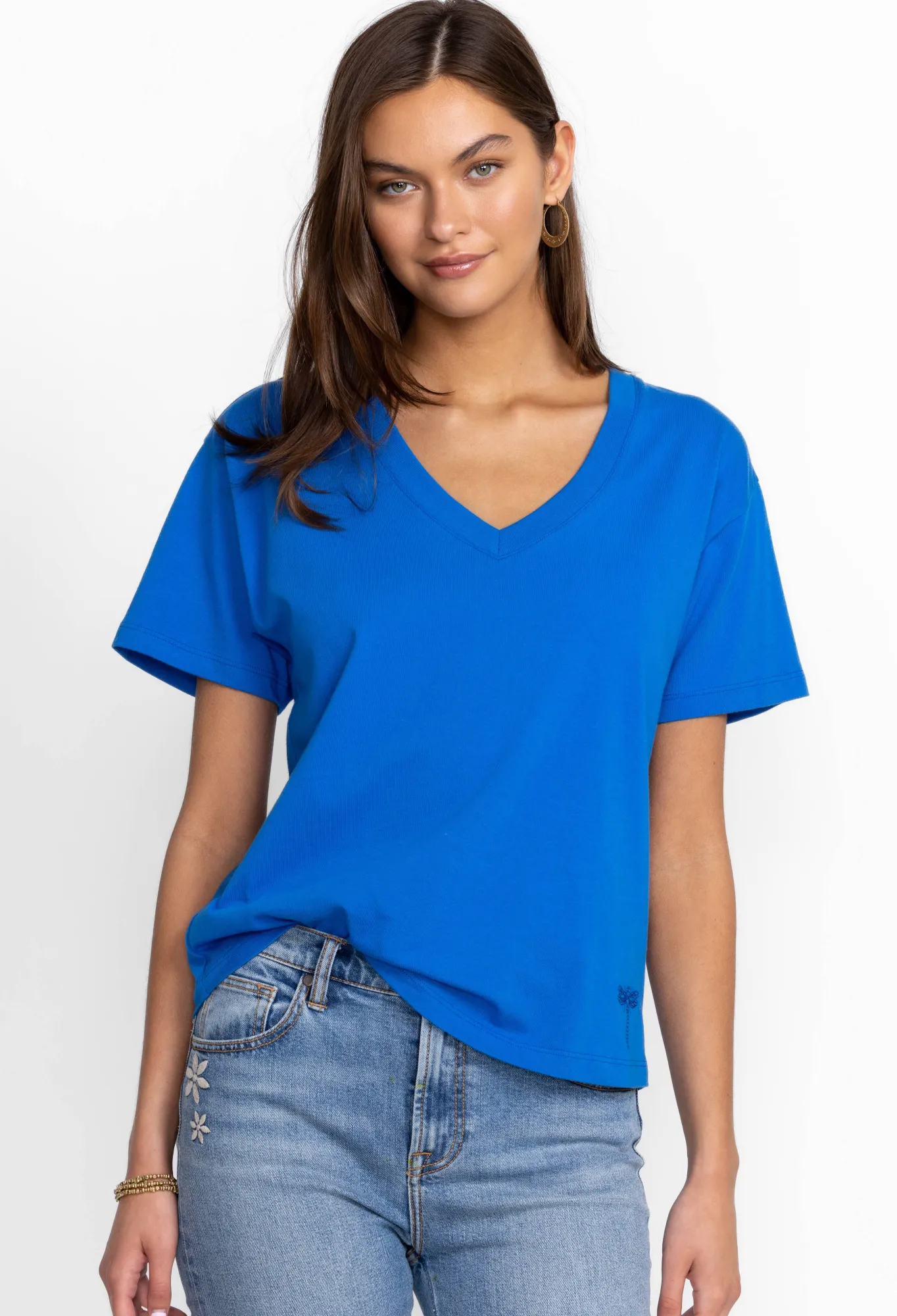 Sale Organic Cotton Drop Shoulder Tee Women Tops