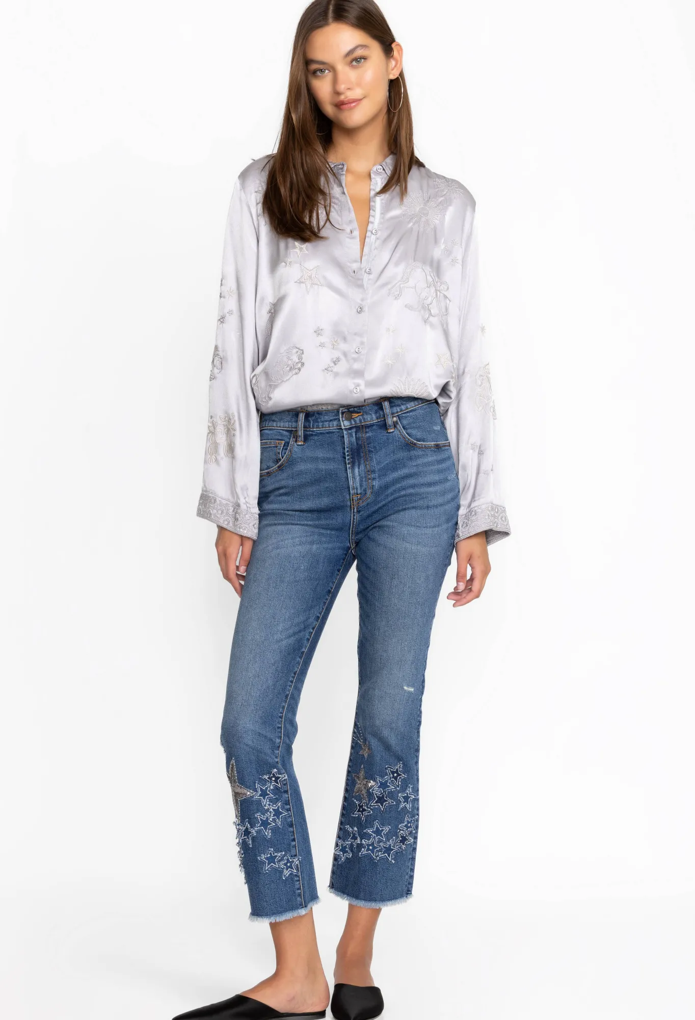 Cheap Stars Dance Cropped Baby Boot Jean Women Bottoms