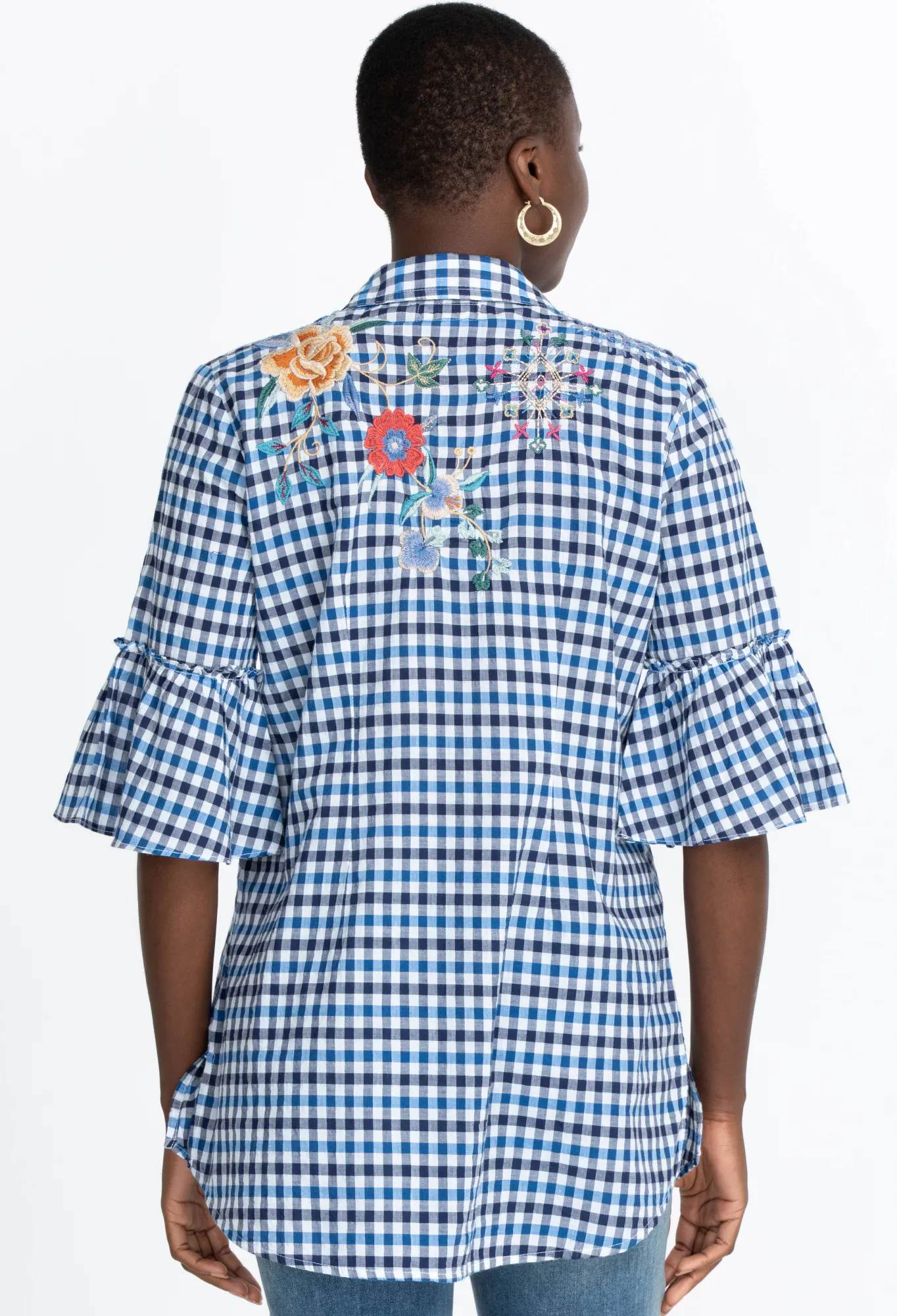 Shop Taryn Ruffle Sleeve Tunic Women Tops