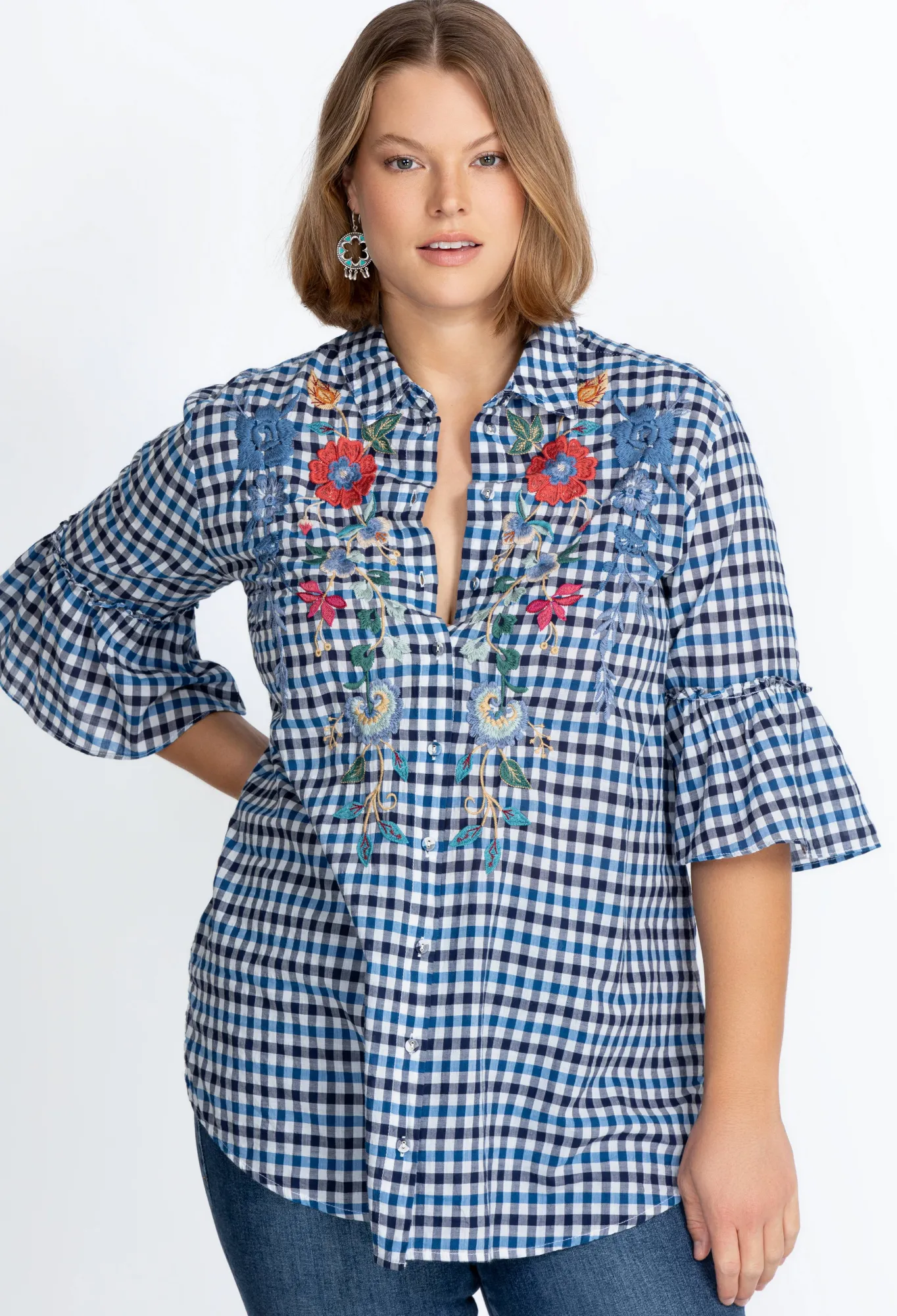 Shop Taryn Ruffle Sleeve Tunic Women Tops