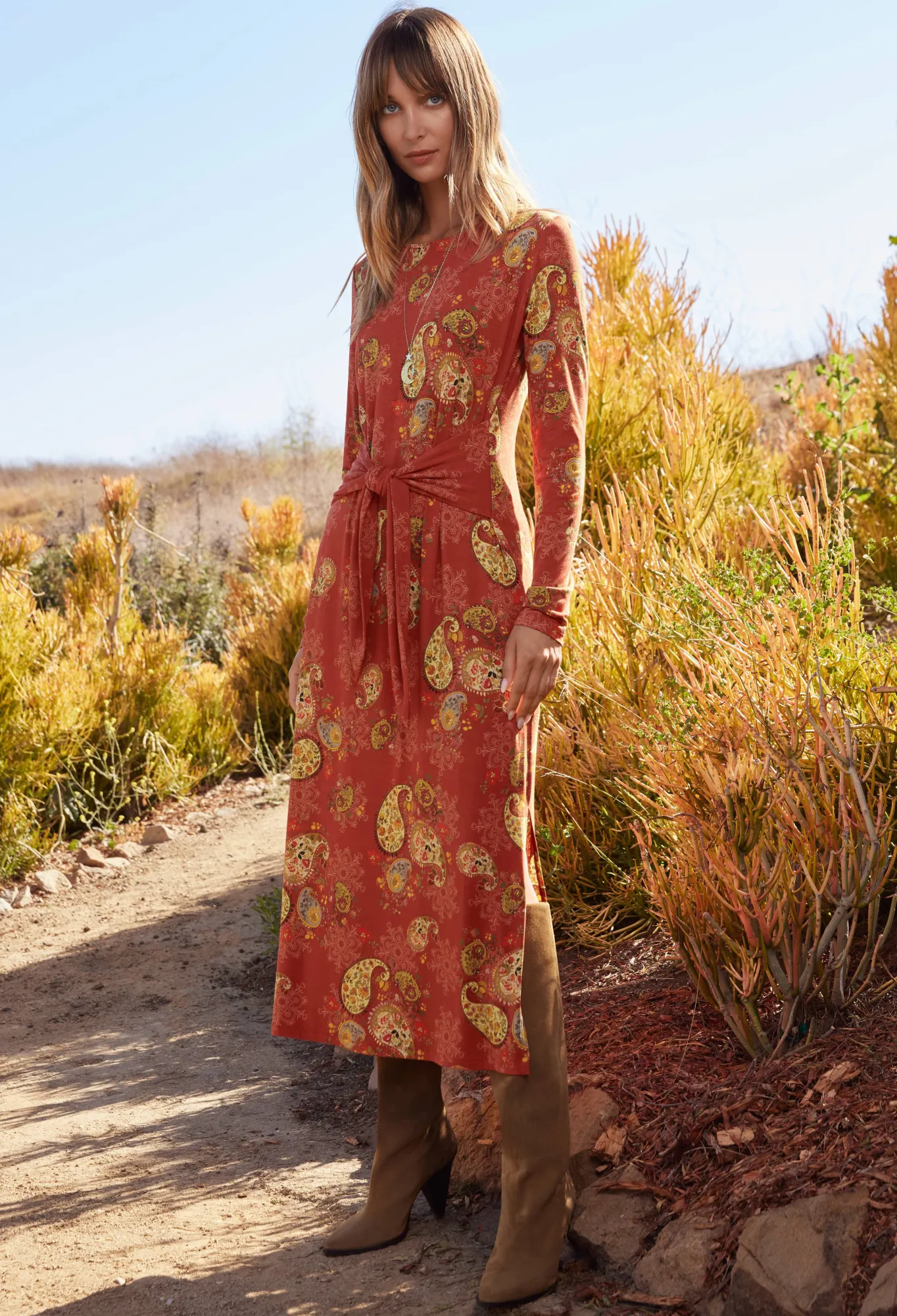 Clearance The Janie Favorite Long Sleeve Tie Front Knit Dress Women Dresses