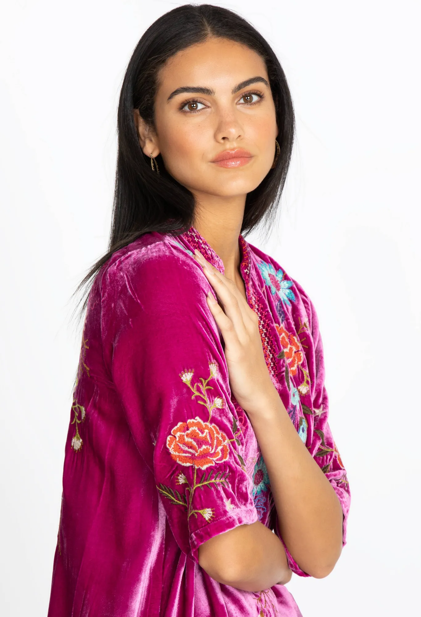 Discount Ulla Velvet Easy V-Neck Blouse Women Tops