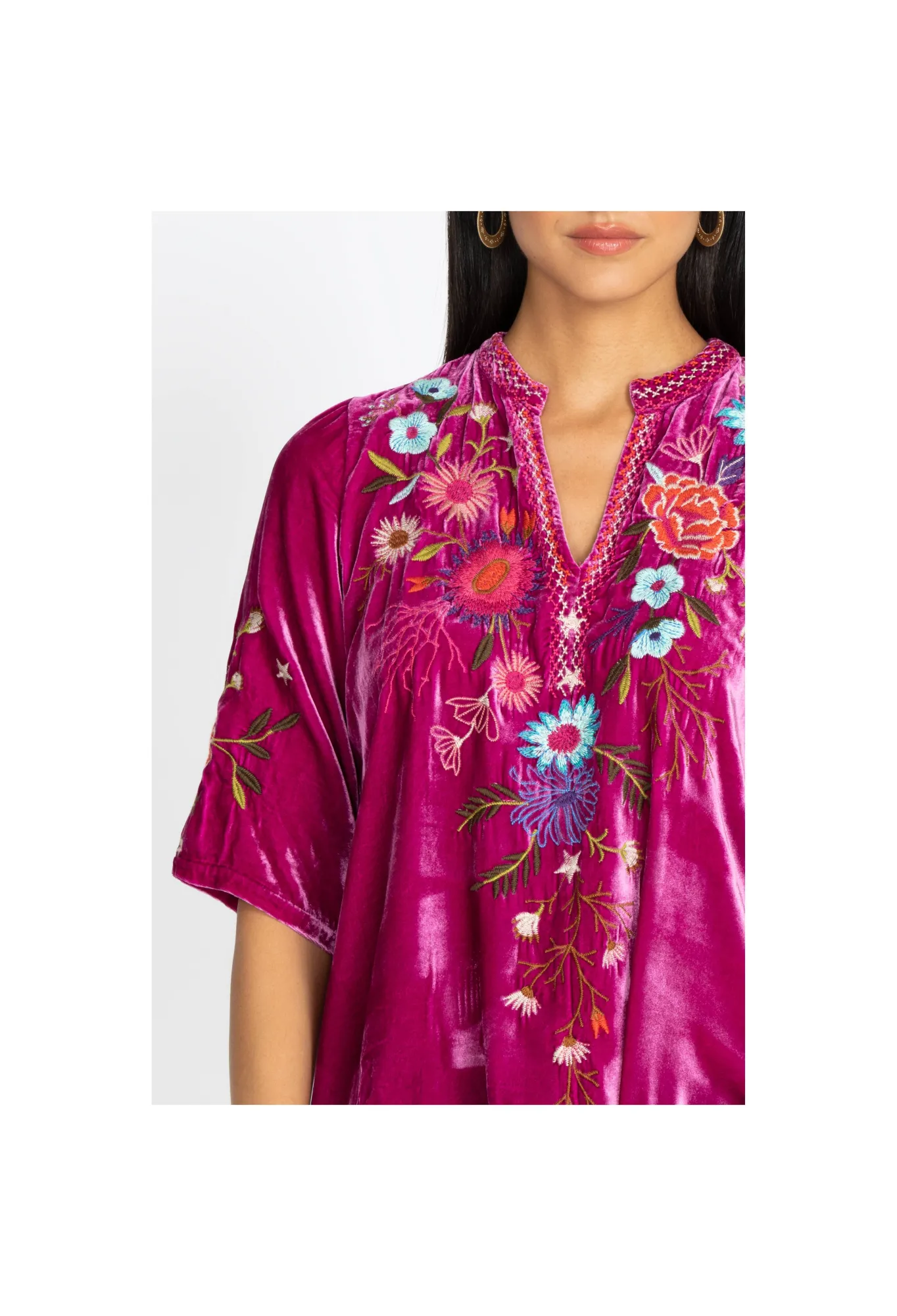 Discount Ulla Velvet Easy V-Neck Blouse Women Tops