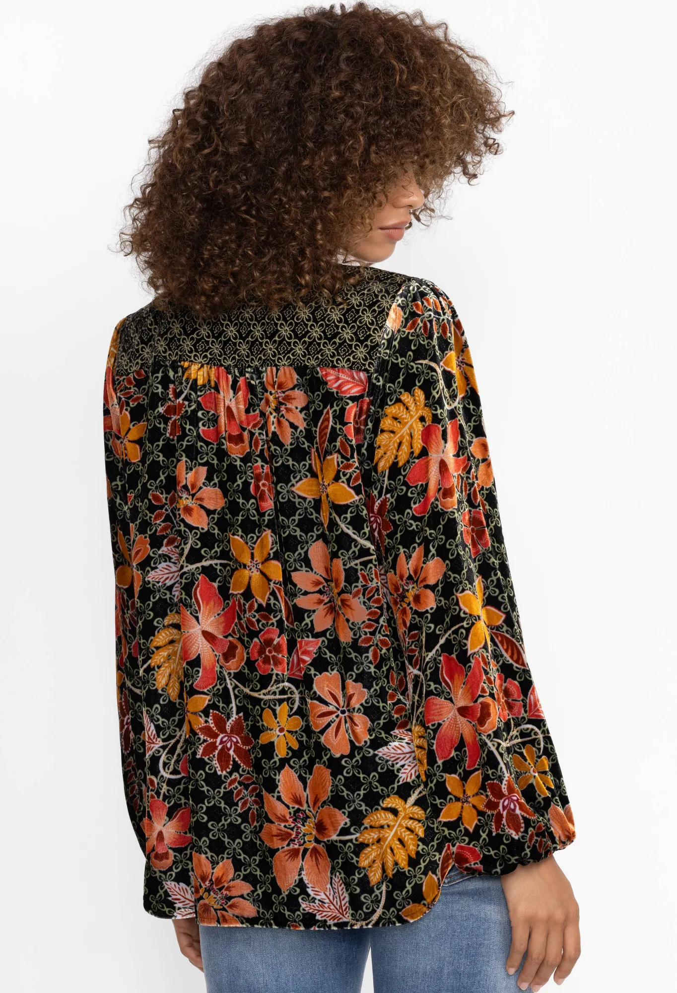 Clearance Velvet Curved Hem Blouse Women Tops