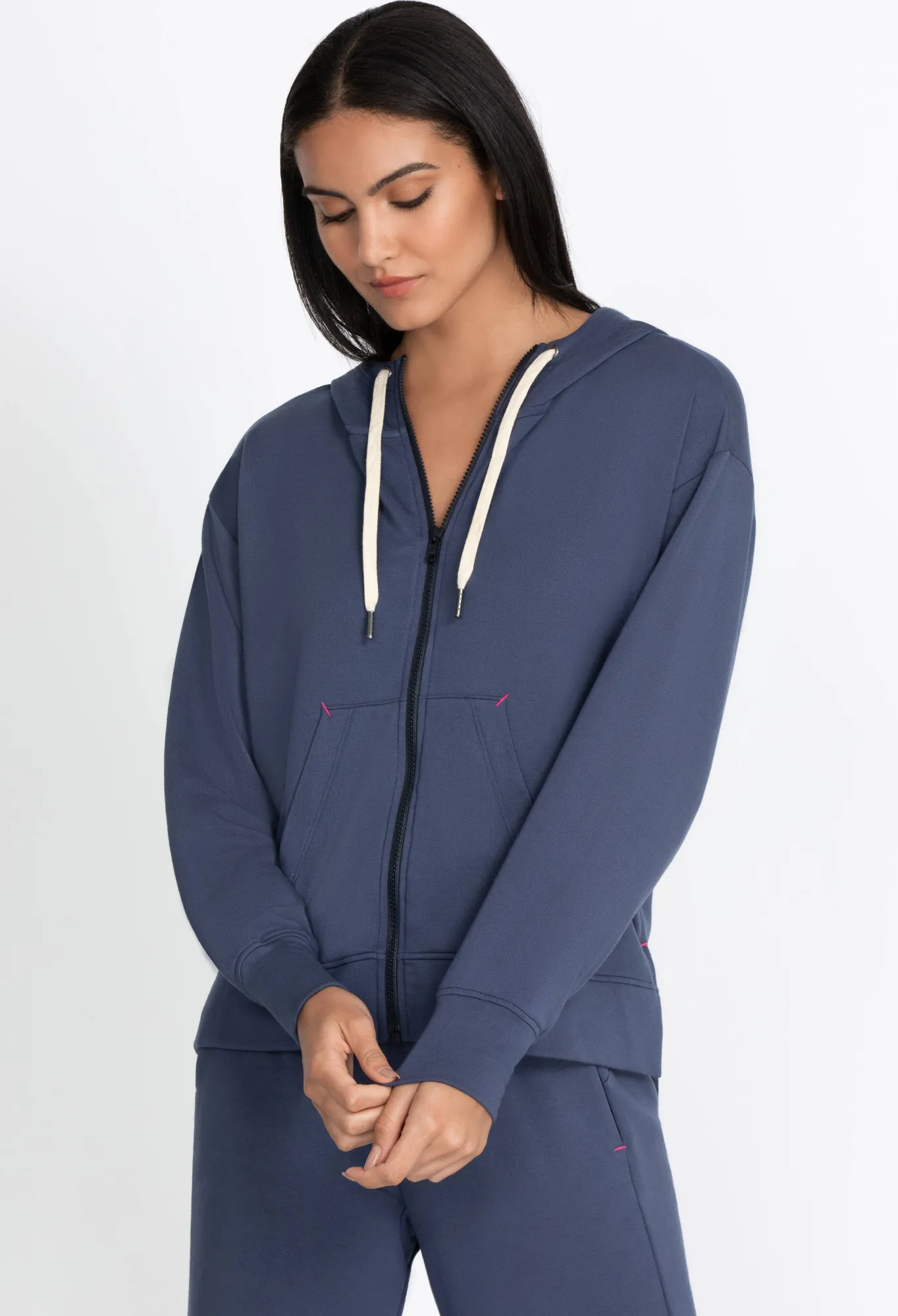 Shop Zip Hoodie Side Slits Women Outerwear