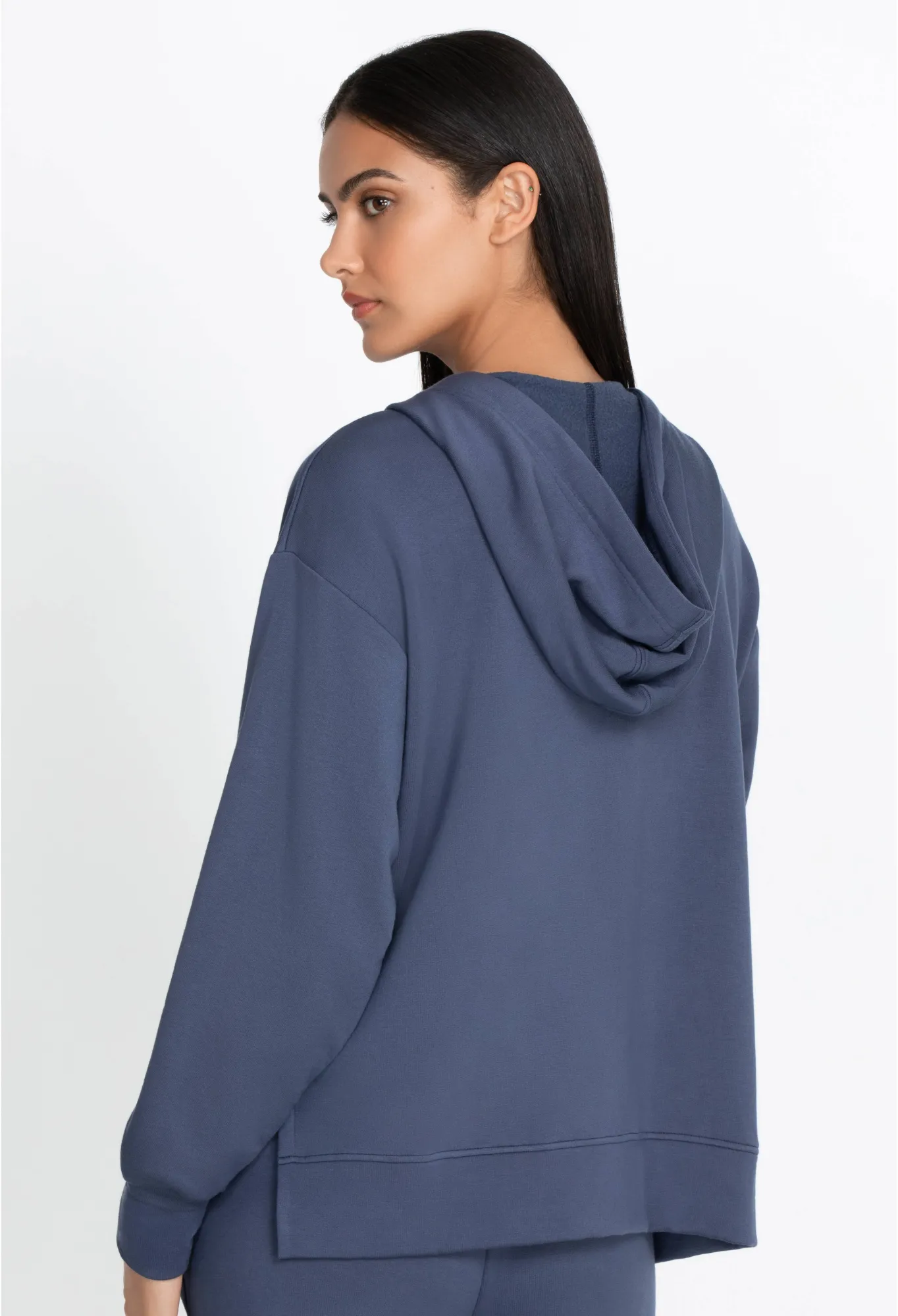 Shop Zip Hoodie Side Slits Women Outerwear